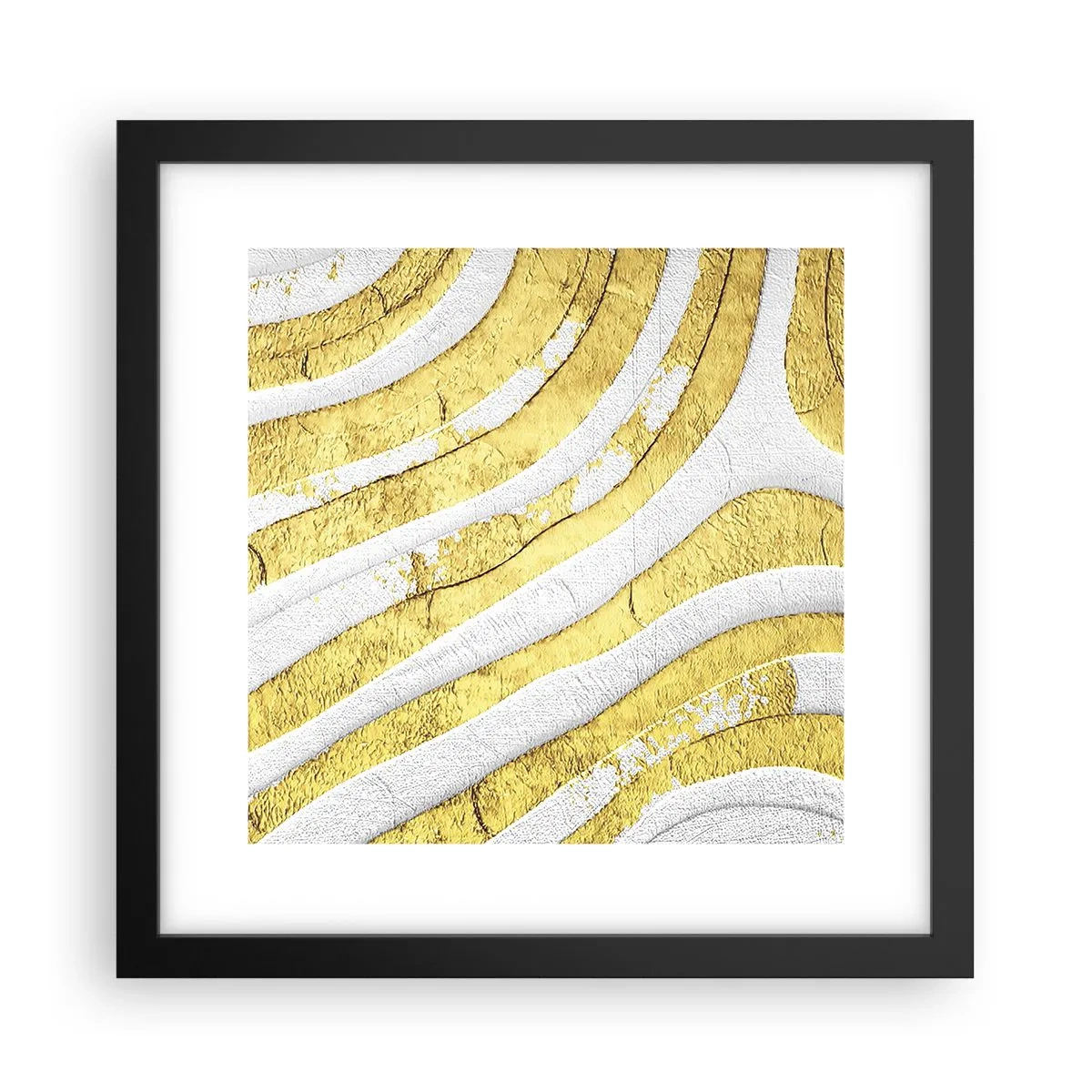 Poster in een zwarte lijst - Compositie in wit en goud - 30x30 cm