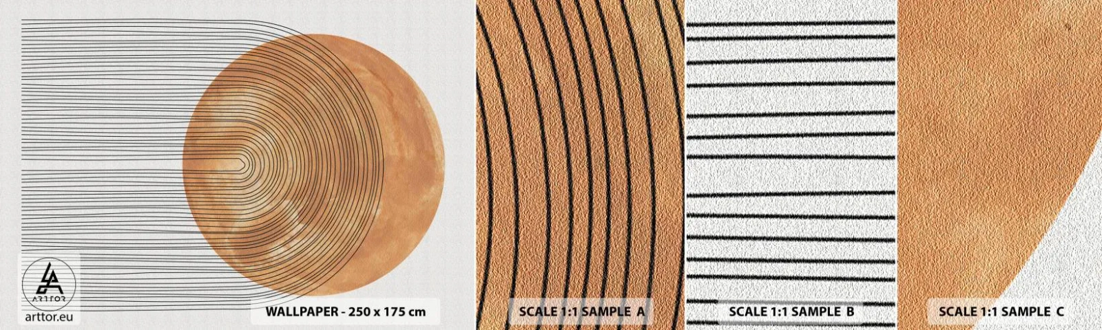 Fotobehang Monster Zelfklevend Deluxe Sticker - Zonnige compositie - Boho, Zon, Minimalisme - 100x30 cm