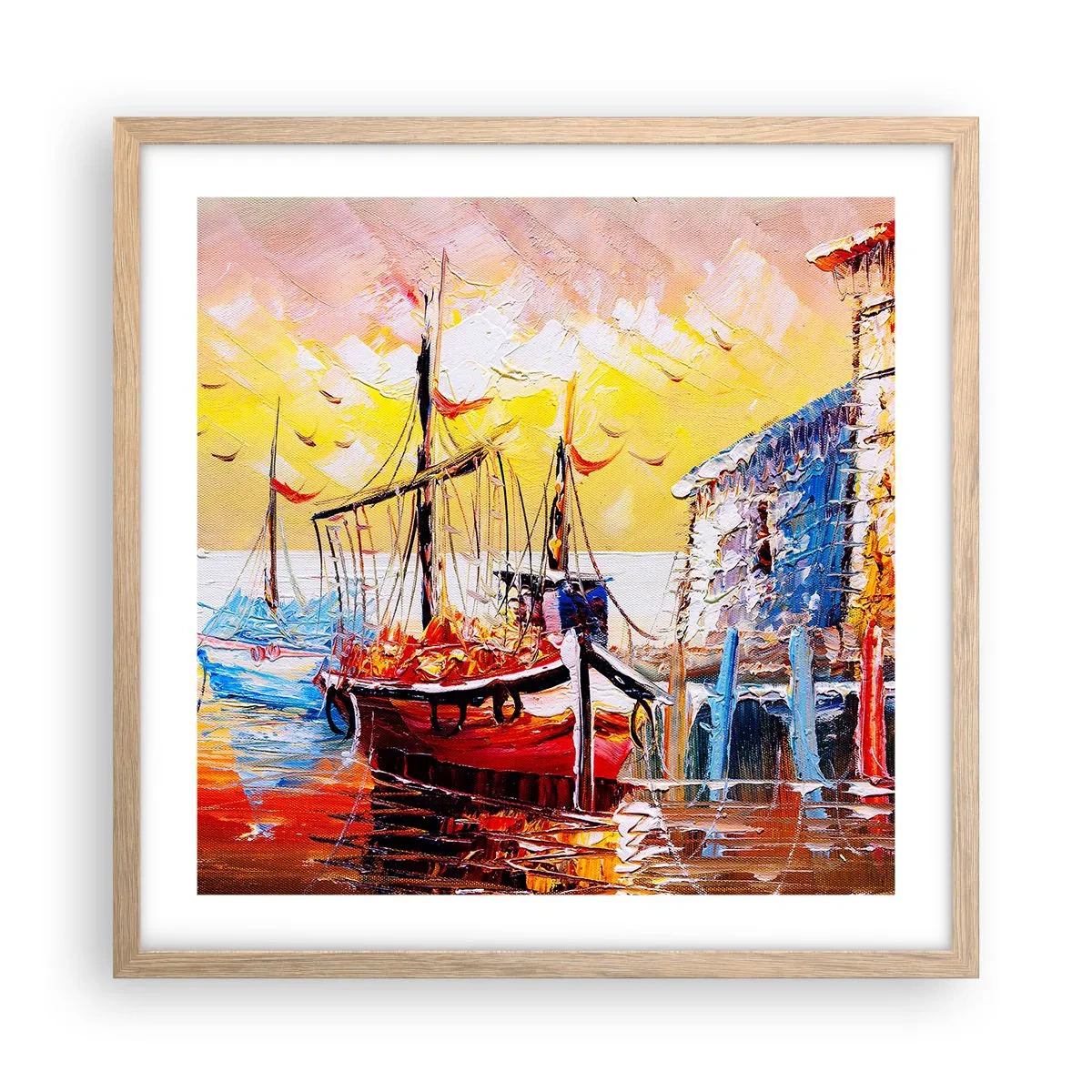 Een poster in een licht eiken lijst - Gelukkige terugkeer - 50x50 cm