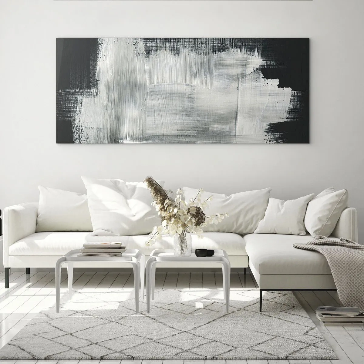 Schilderen op glas - Geweven van verticaal en horizontaal - 160x50 cm