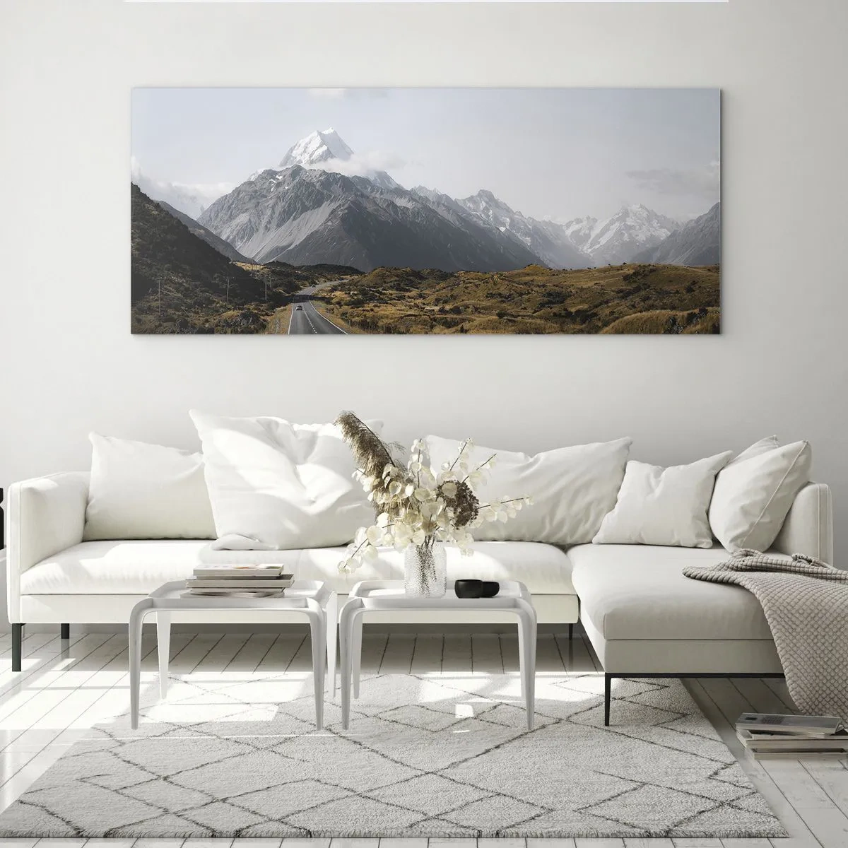 Schilderen op glas - De weg naar het hart van de bergen - 120x50 cm