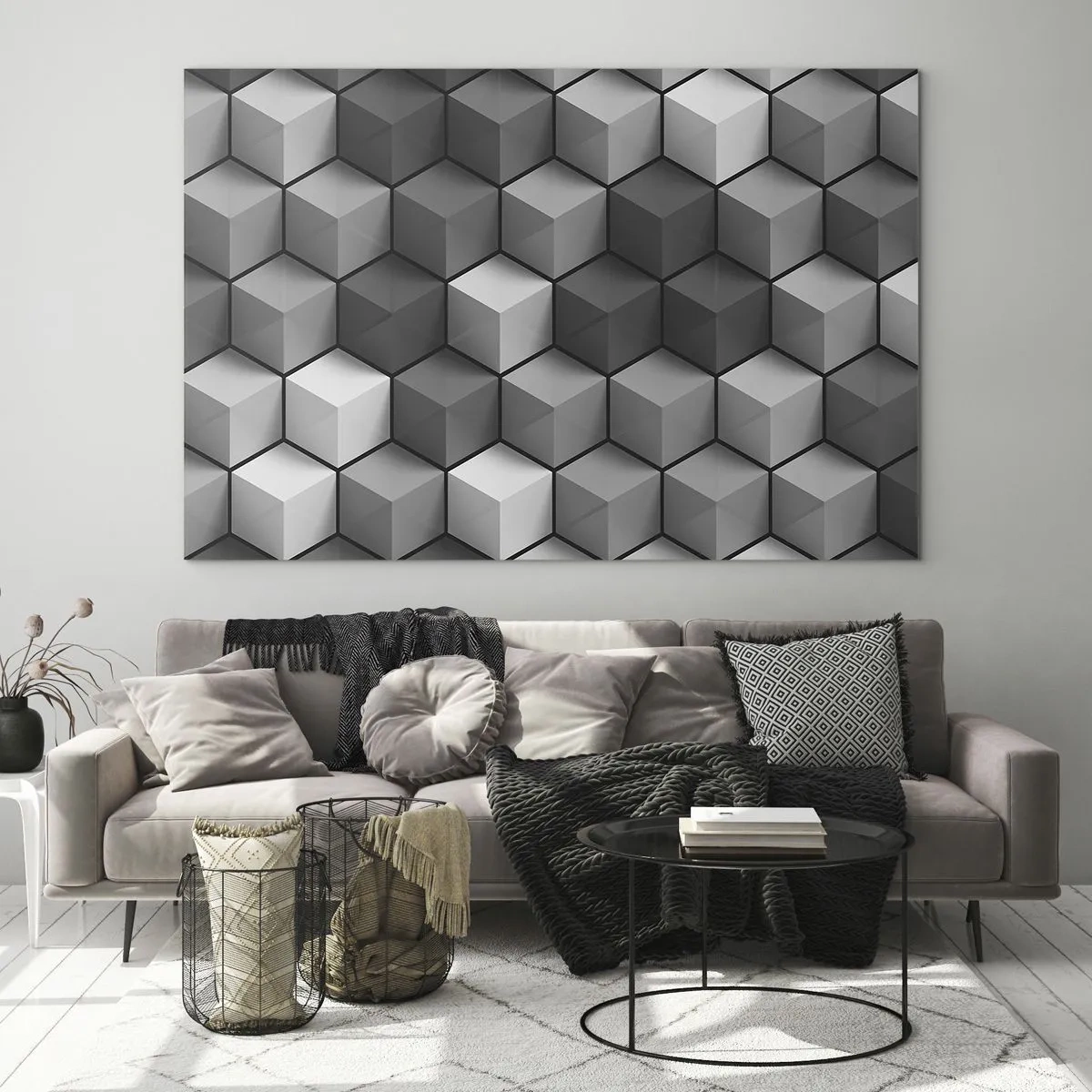 Schilderen op glas - Kubistische puzzel - 100x70 cm
