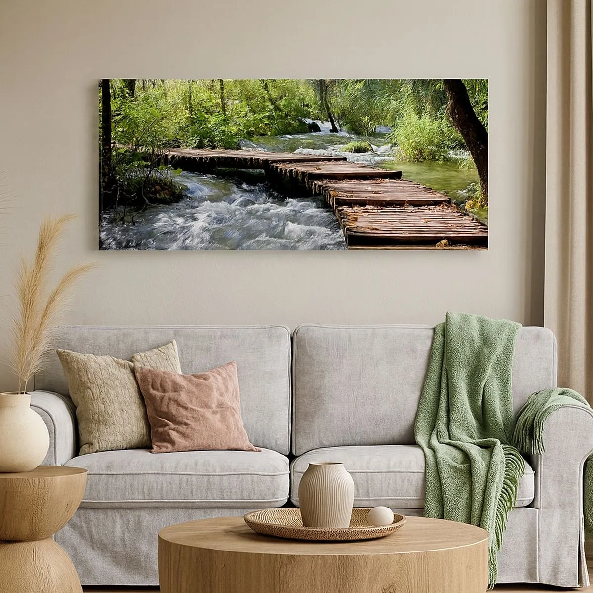 Schilderen op canvas - Boven de schuimige waterval - 100x40 cm