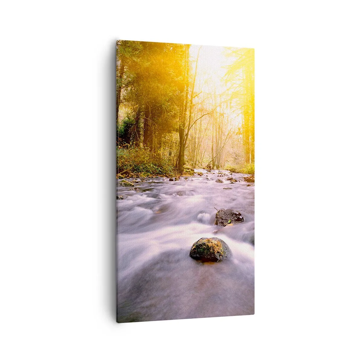 Schilderen op canvas - Malachiet in een zilveren en gouden lijst - 55x100 cm