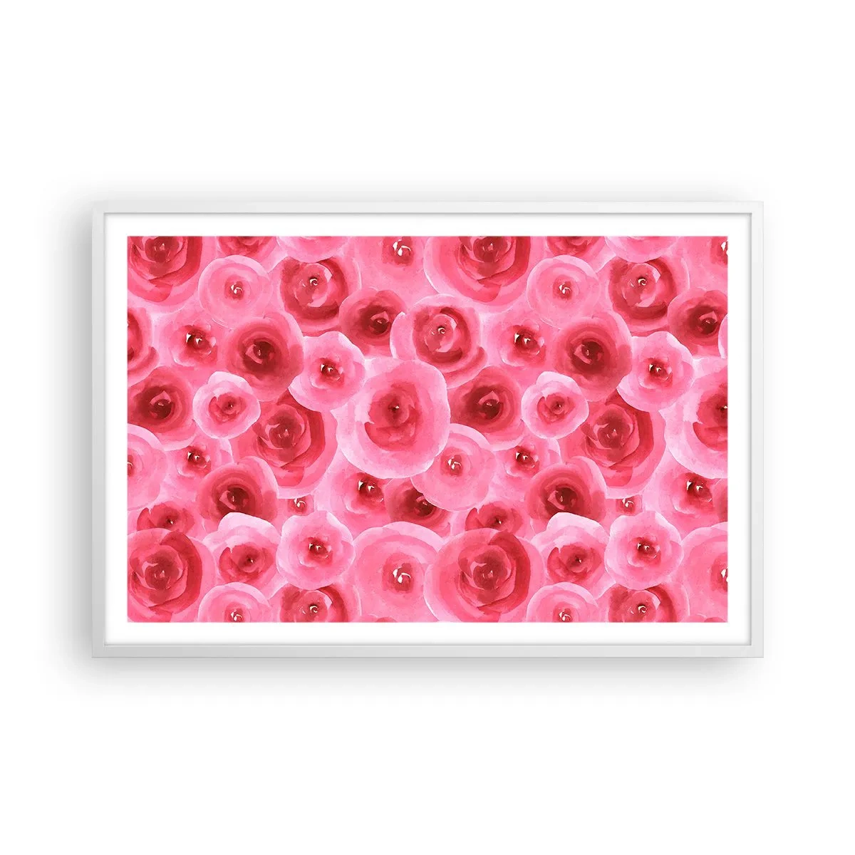 Poster in een witte lijst - Rozen onder en boven - 91x61 cm