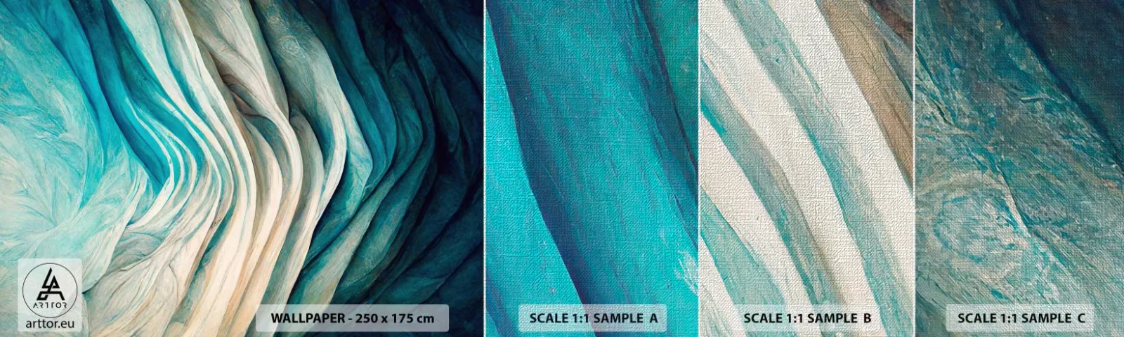 Fotobehang Monster Premium Canvas - Blauwe onverzadigbaarheid - Deel, 3D, Abstractie - 100x30 cm