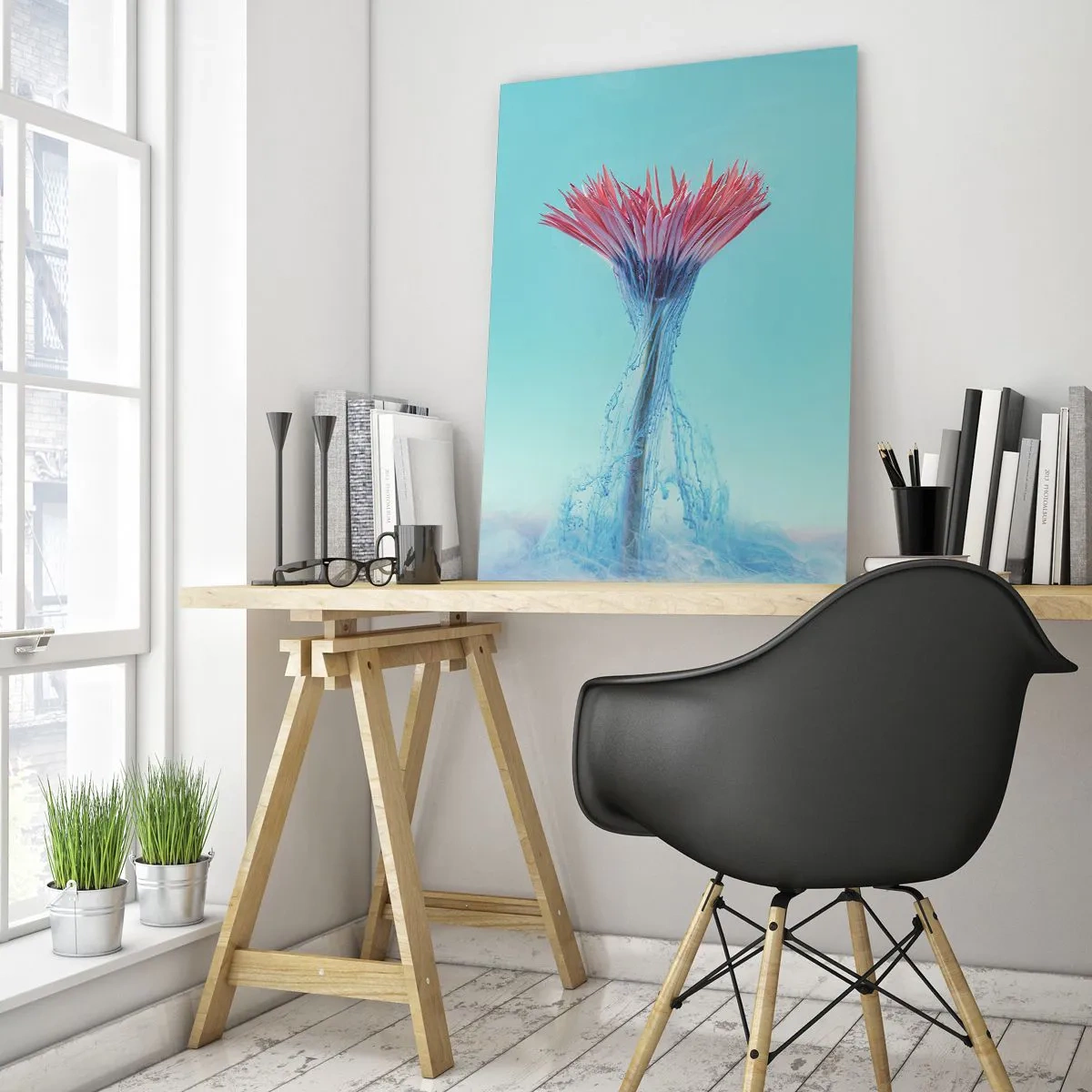 Schilderen op glas - In een verkwikkende omhelzing - 50x70 cm