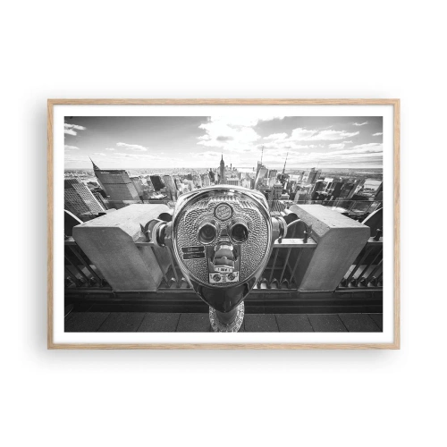 Een poster in een licht eiken lijst - Stad boven de steden - 100x70 cm