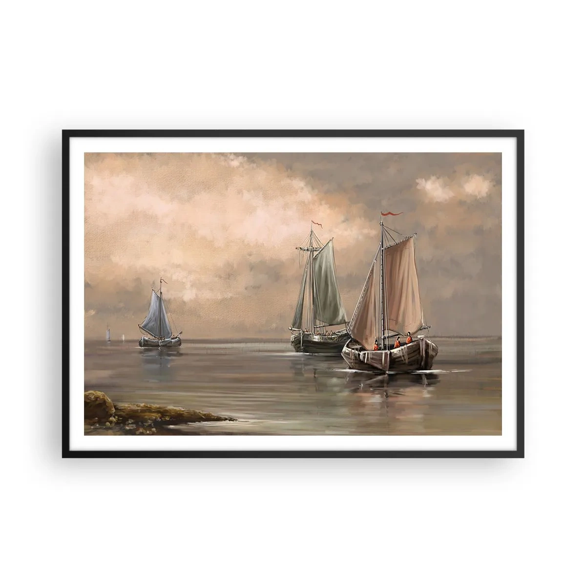 Poster in een zwarte lijst - De terugkeer van zeelieden - 100x70 cm