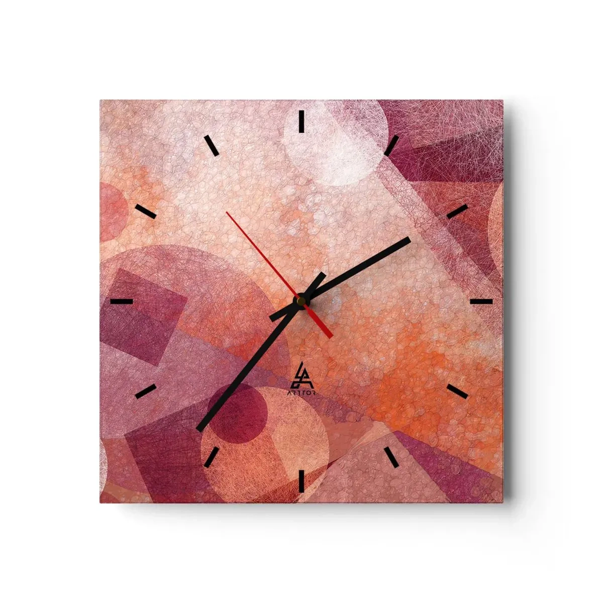 Wandklok - Klok - Geometrische transformaties in roze - 30x30 cm