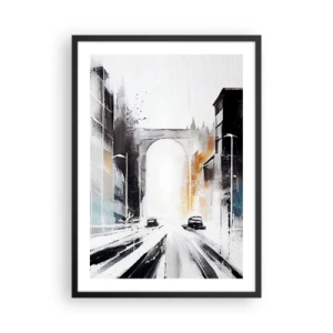 Poster in een zwarte lijst - Abstract stadsgezicht met monumentale boog - 50x70cm - Stadsstudie: architectuur en beweging - Moderne wanddecoratie voor woonkamer en slaapkamer ARTTOR