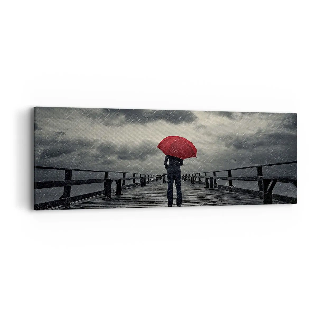 Schilderen op canvas - Het maakt niet uit dat het regent - 90x30 cm