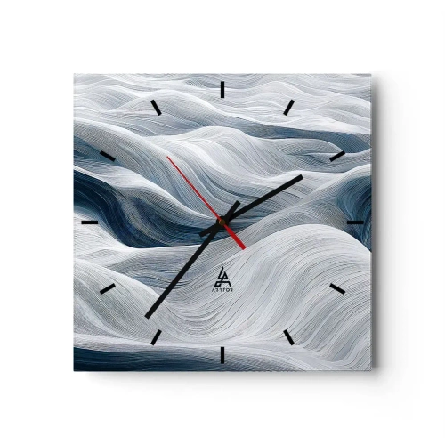 Wandklok - Klok - Witte en blauwe golven - 30x30 cm