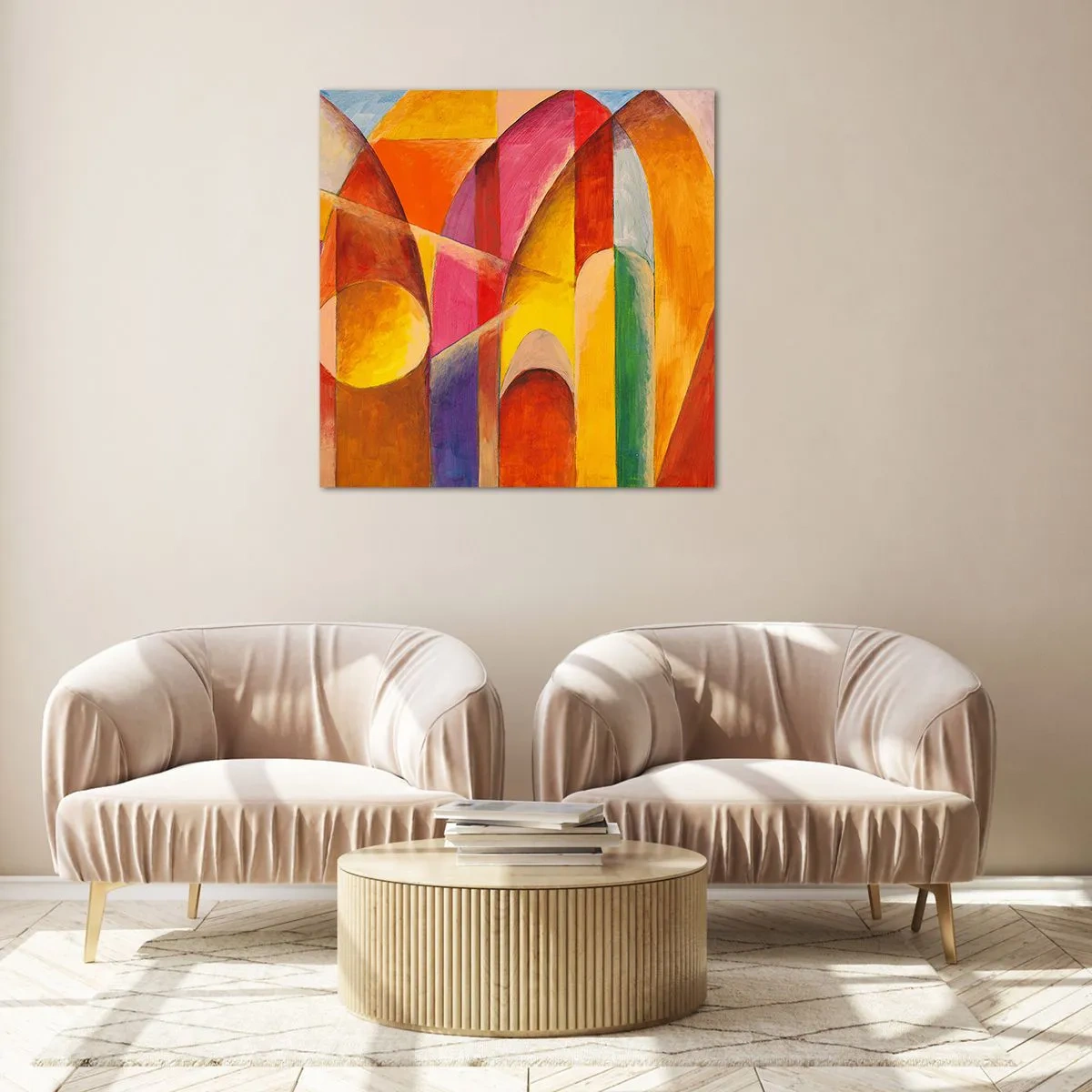 Schilderen op glas - Kathedraal van de zon - 70x70 cm