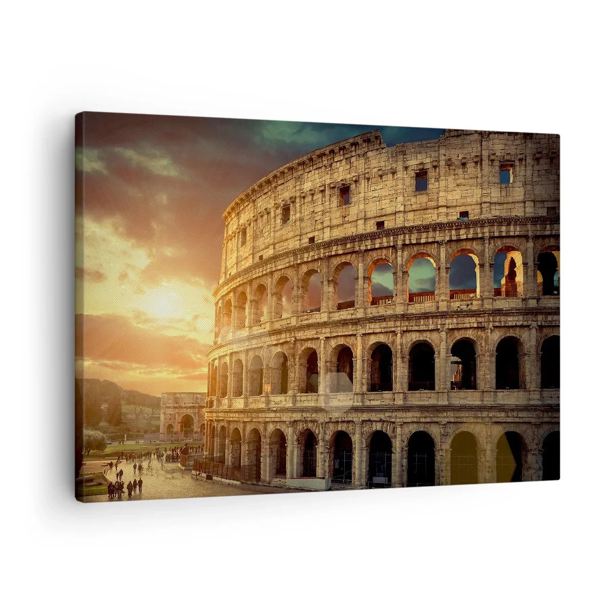 Schilderen op canvas - Het Colosseum in Rome bij zonsondergang - 70x50cm - Een kolossale indruk - Moderne wanddecoratie voor woonkamer en slaapkamer ARTTOR