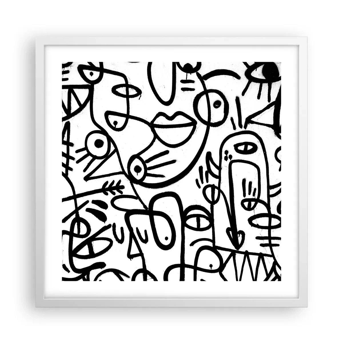 Poster in een witte lijst - Gezichten en luchtspiegelingen - 50x50 cm