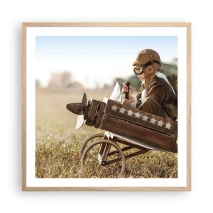 Een poster in een licht eiken lijst - Begin naar een droom - 60x60 cm