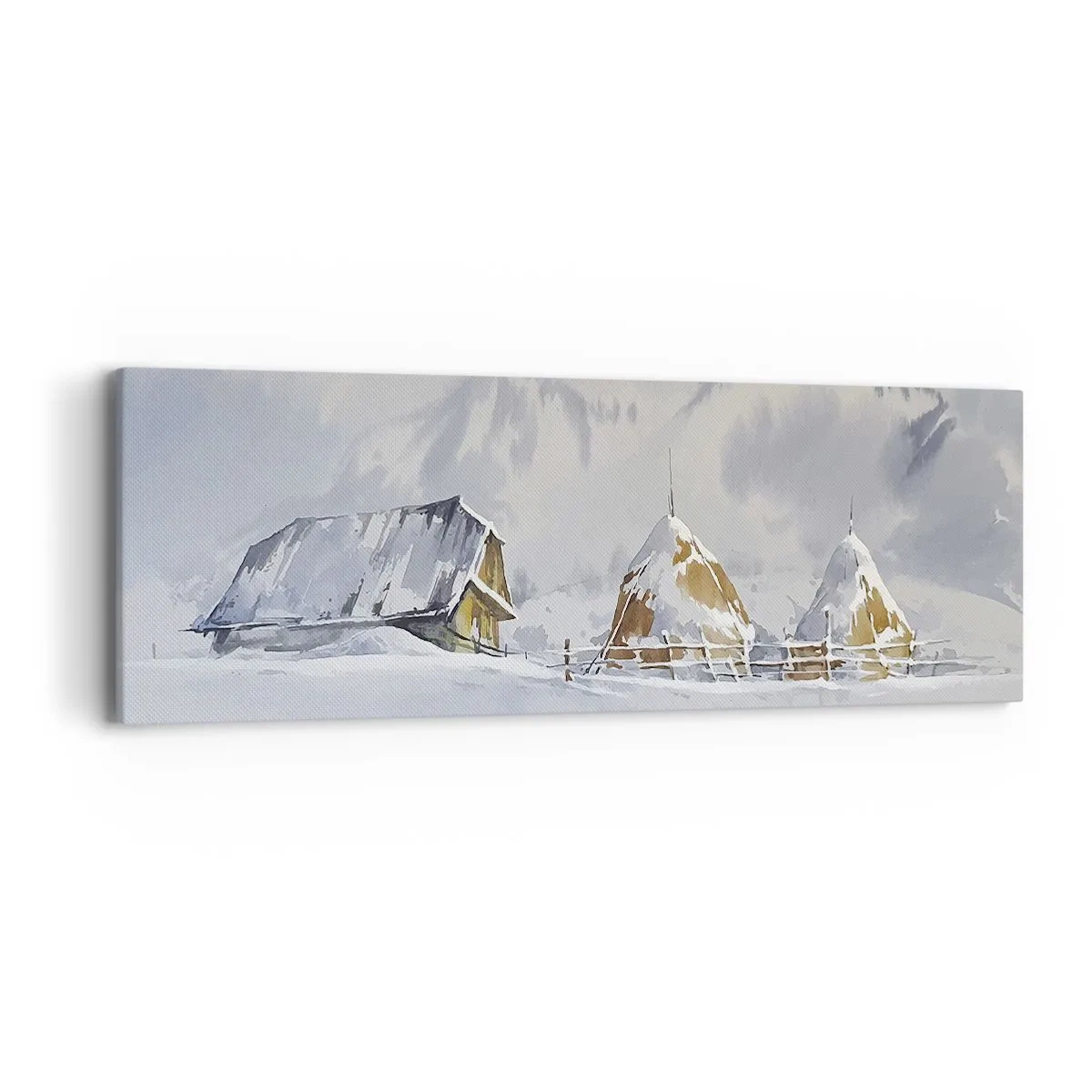 Schilderen op canvas - In een besneeuwde vallei - 90x30 cm