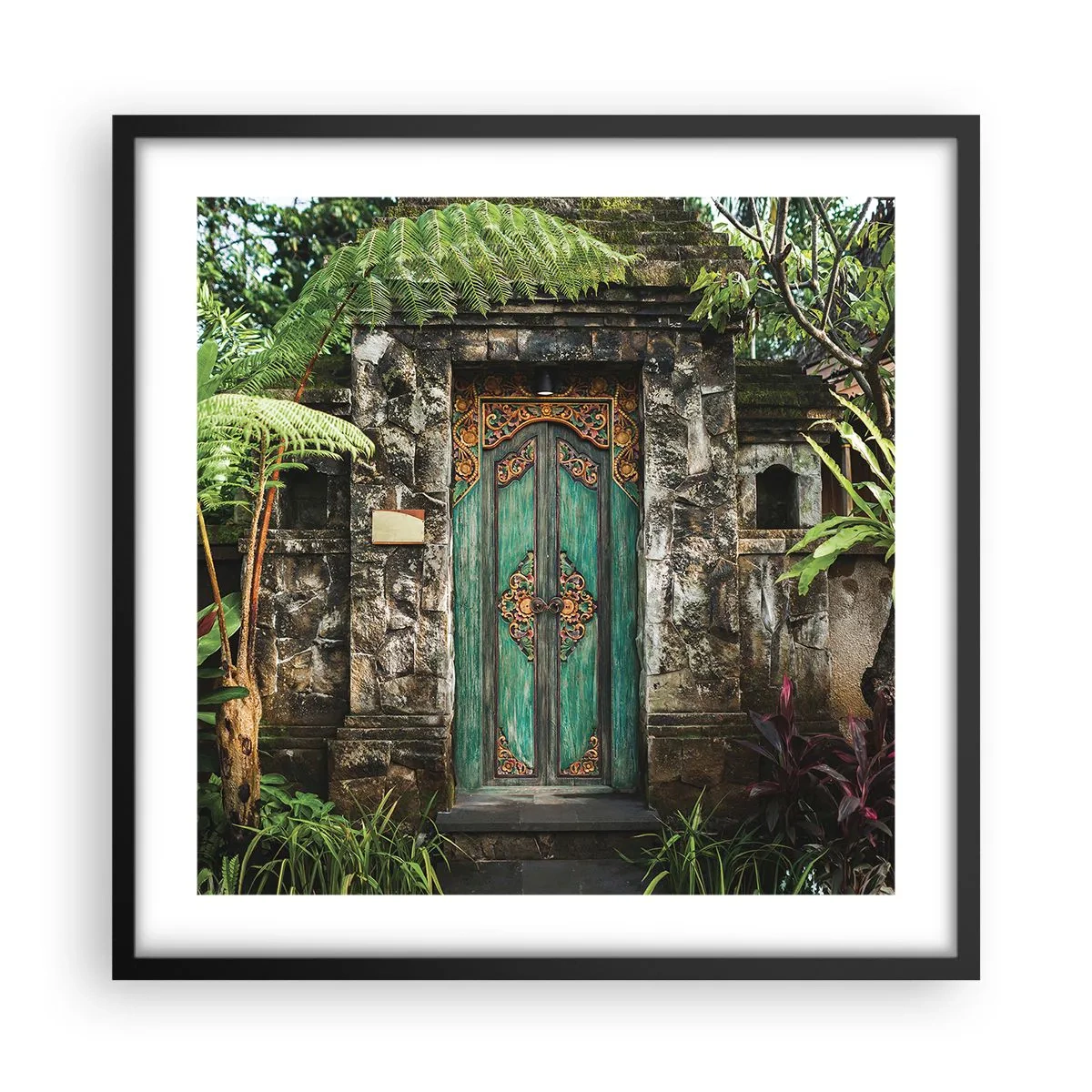 Poster in een zwarte lijst - Een deur naar een exotische wereld - 50x50 cm