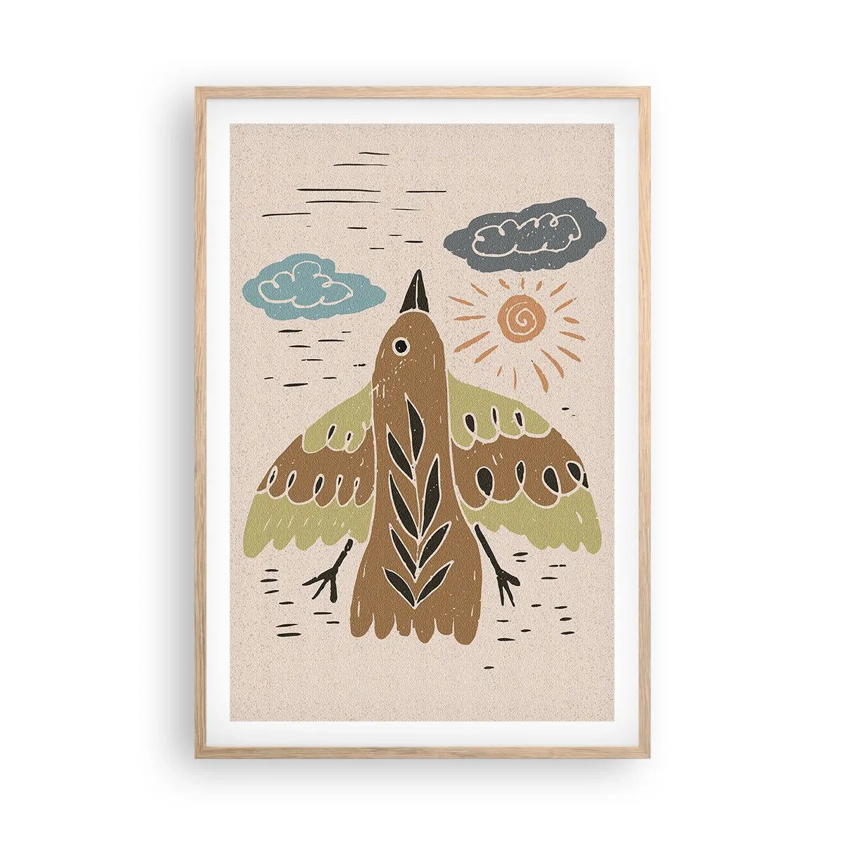 Een poster in een licht eiken lijst - Een vreugdevolle vlucht - 61x91 cm