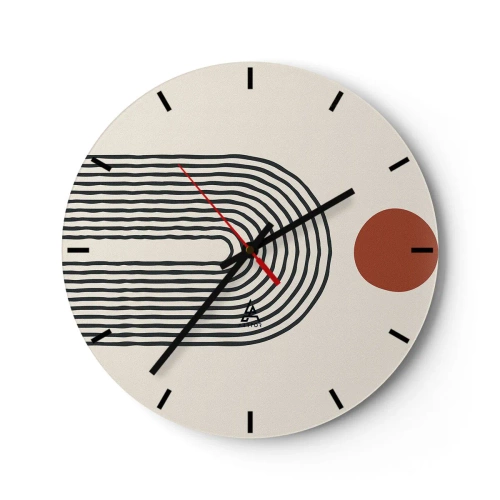 Wandklok - Klok - Geometrische abstractie met strepen en kleurblokken op een lichte achtergrond - 30x30cm - Magnetisme van vormen en kleuren - Moderne wanddecoratie voor woonkamer, keuken en slaapkamer ARTTOR