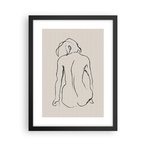 Poster in een zwarte lijst - Naakt meisje - 30x40 cm