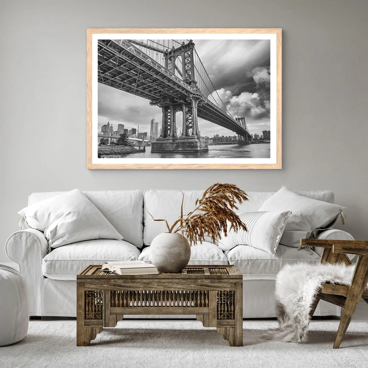 Een poster in een licht eiken lijst - Naar het hart van de stad - 70x50 cm