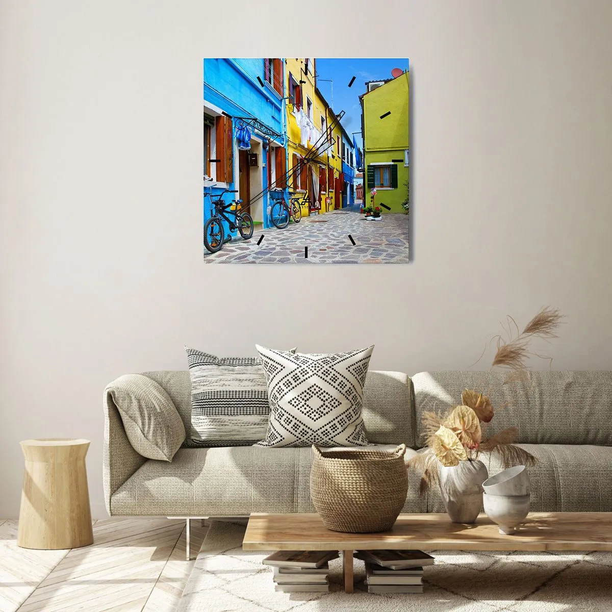 Wandklok - Klok - Pastel, zoet steegje - 30x30 cm