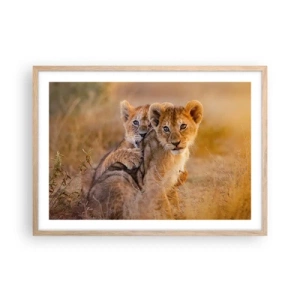 Een poster in een licht eiken lijst - Niet storen! We hebben plezier - 70x50 cm