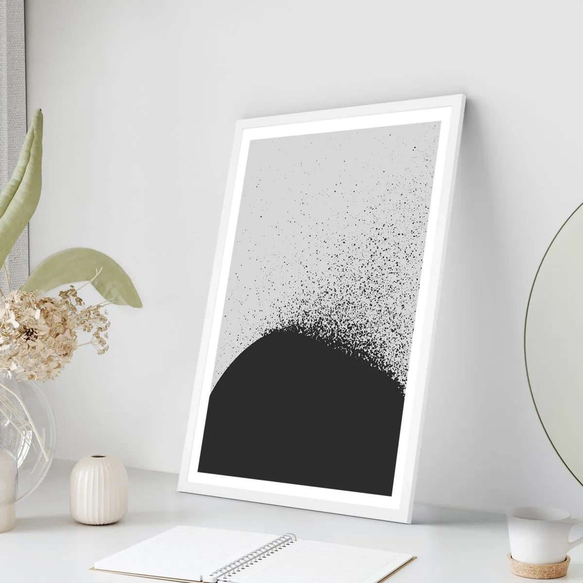 Poster in een witte lijst - Beweging van moleculen - 70x100 cm