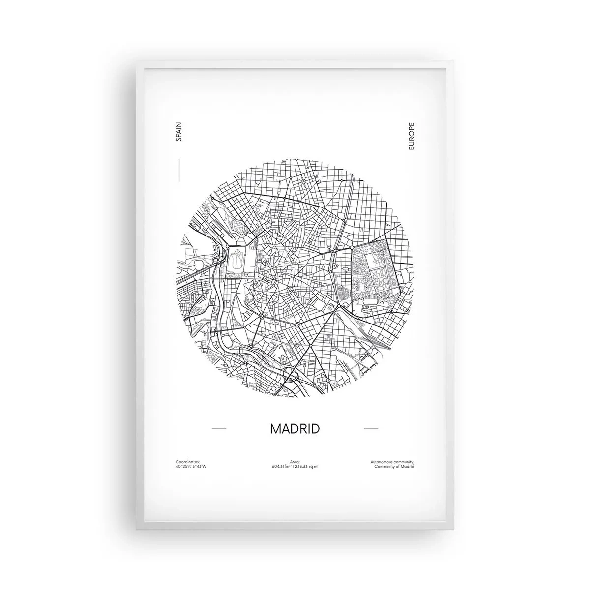 Poster in een witte lijst - Anatomie van Madrid - 61x91 cm