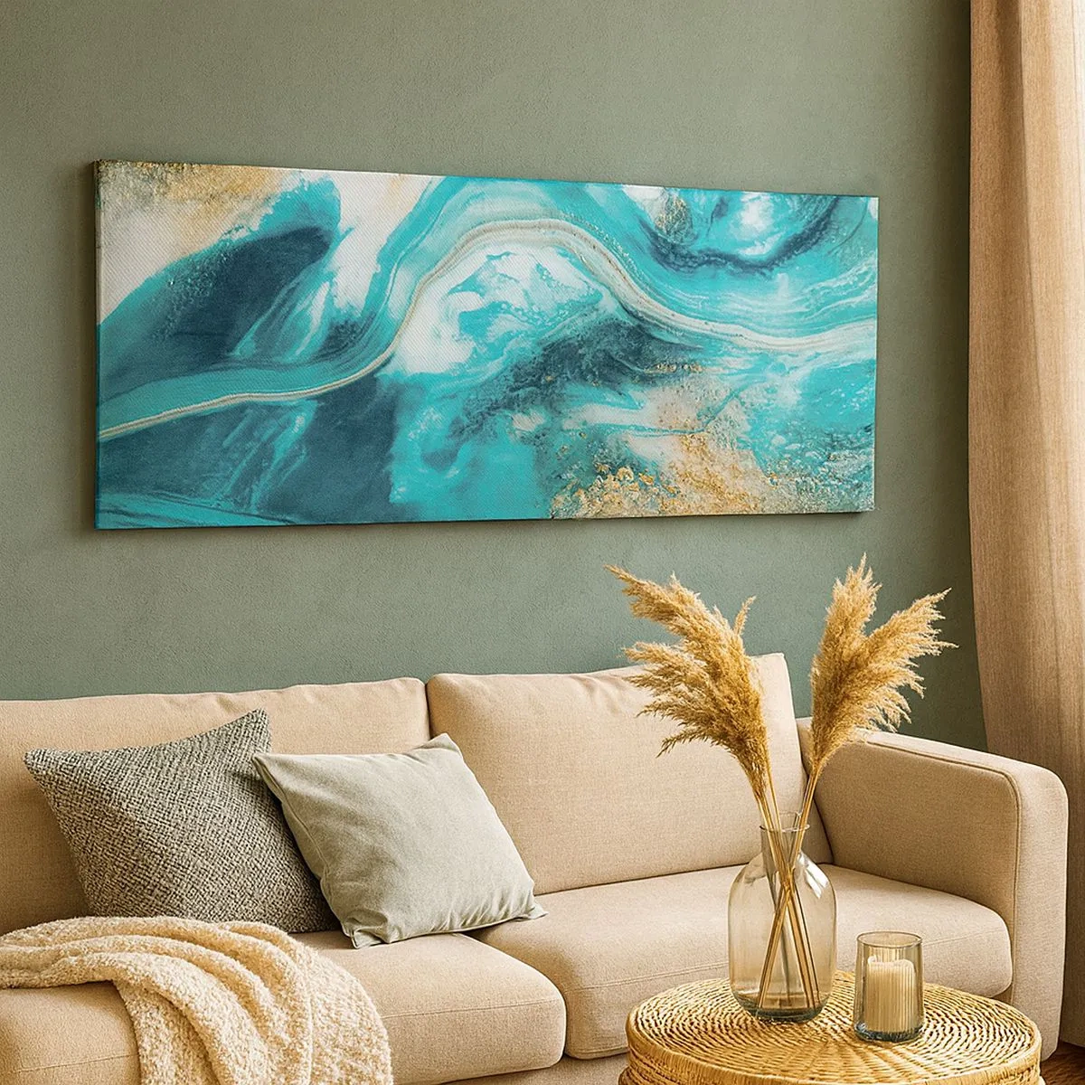 Schilderen op canvas - De rivier van goud - 100x40 cm