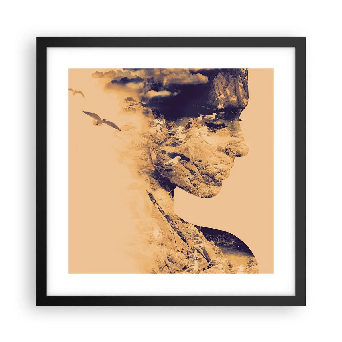 Poster in een zwarte lijst - Van nature mooi - 40x40 cm