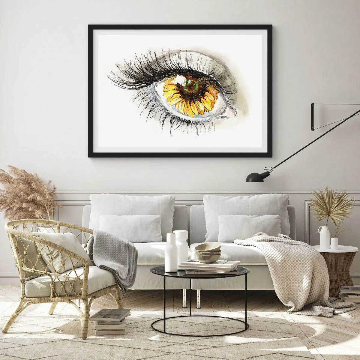 Poster in een zwarte lijst - Een look zo warm als de zomer - 70x50 cm