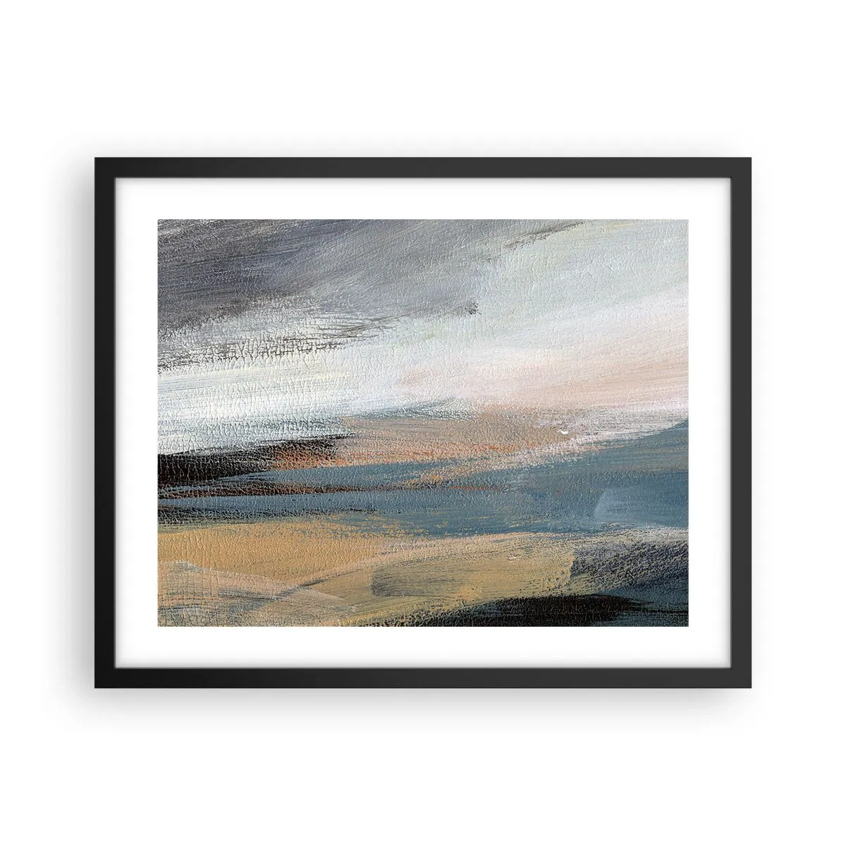 Poster in een zwarte lijst - Abstractie: noordelijk landschap - 50x40 cm