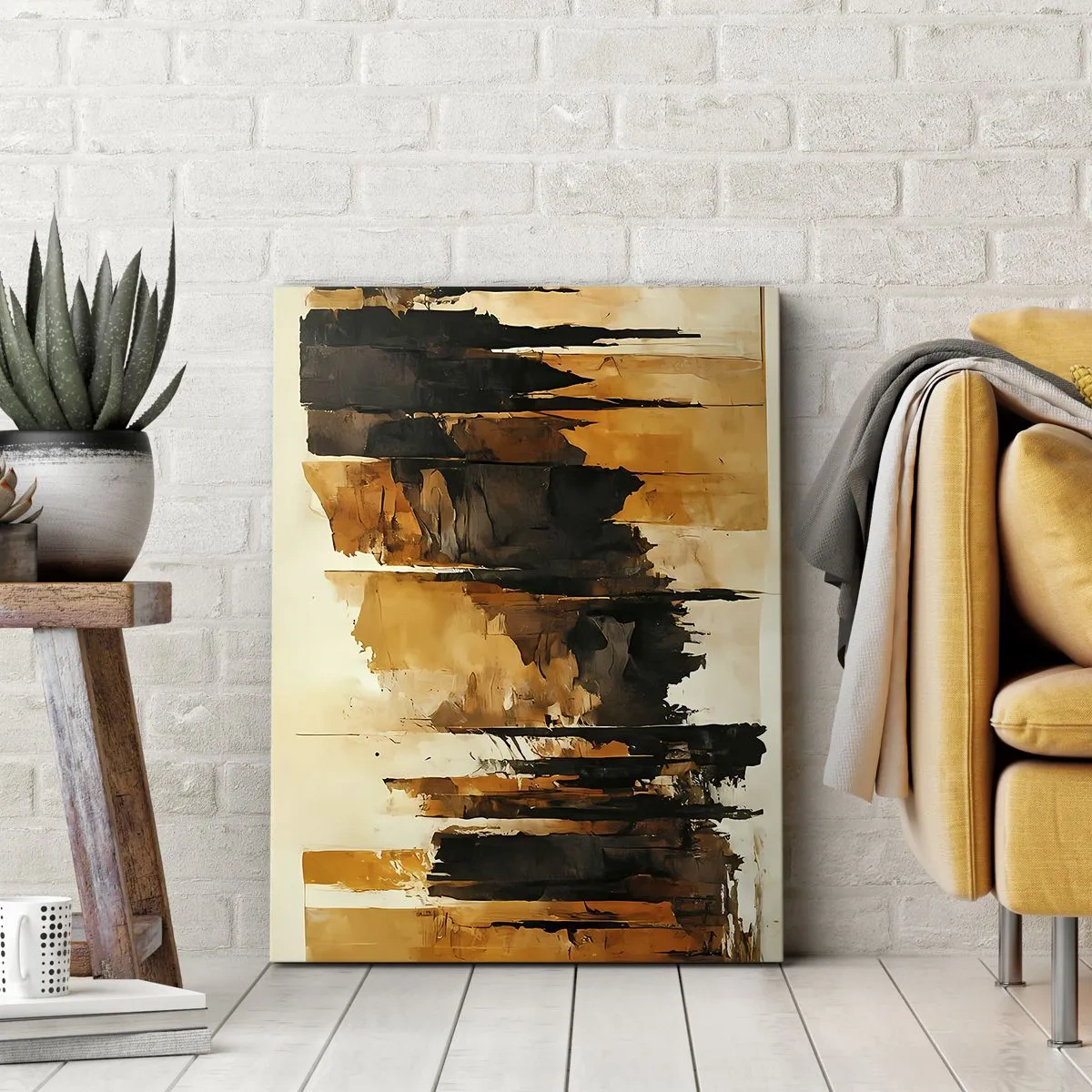 Schilderen op canvas - Harmonie van zwart en goud - 50x70 cm