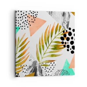 Schilderen op canvas - Decoratie met palmblad - 70x70 cm