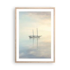 Een poster in een licht eiken lijst - In een zee van stilte - 50x70 cm