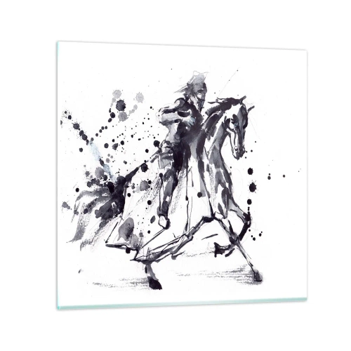 Schilderen op glas - Zwarte ridder - 40x40 cm