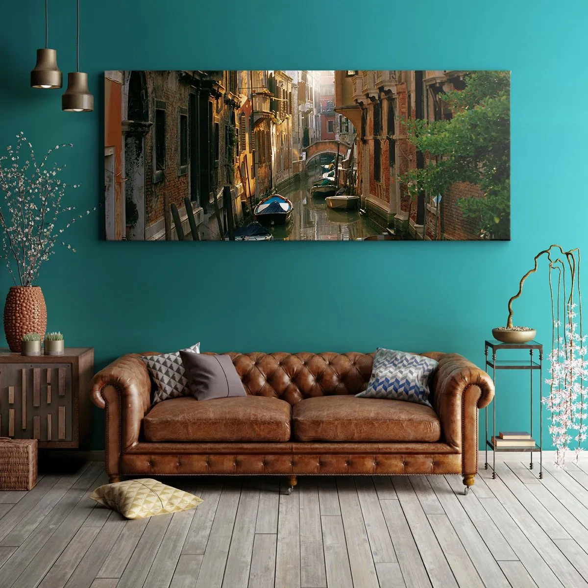 Schilderen op canvas - In een Venetiaans steegje - 100x40 cm
