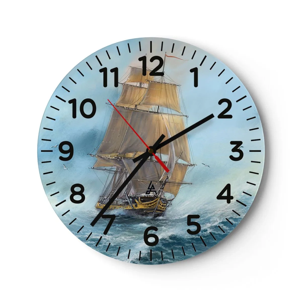 Wandklok - Klok - Haasten over de golven - 40x40 cm