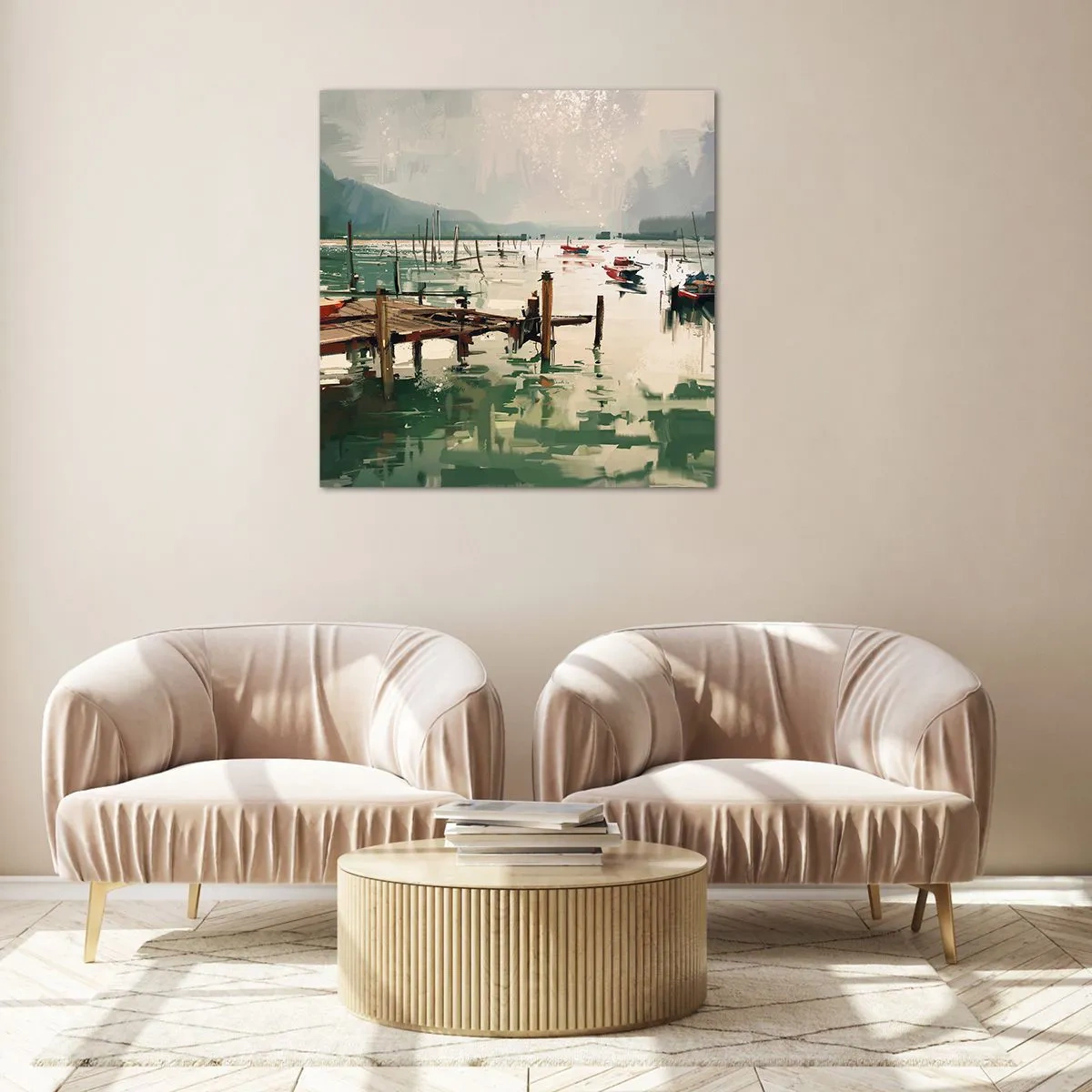 Schilderen op glas - Gedrenkt in een gesmolten maan - 70x70 cm