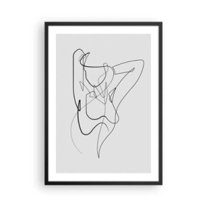Poster in een zwarte lijst - Abstracte lijn van een vrouwelijk silhouet op een lichte achtergrond - 50x70cm - Zoals je echt bent… - Moderne wanddecoratie voor woonkamer en slaapkamer ARTTOR