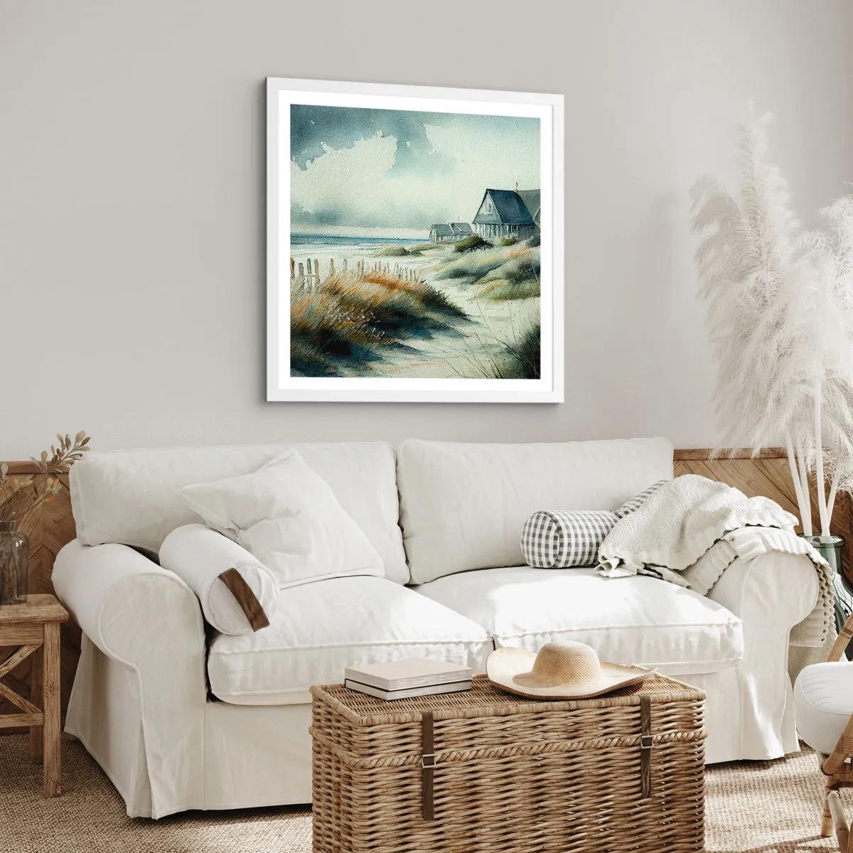 Poster in een witte lijst - Weg van de drukte - 60x60 cm
