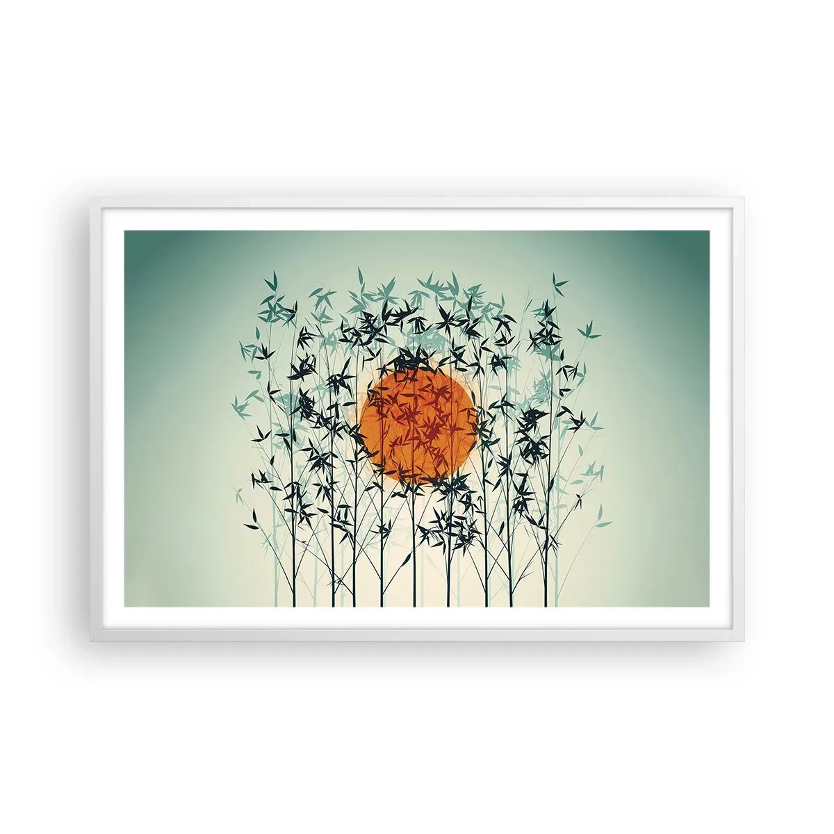 Poster in een witte lijst - Japanse zon - 91x61 cm