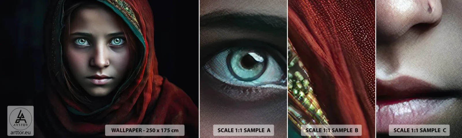 Fotobehang Staaltje Standard Eco - Oosterse prinses - Meisje, Portret, Pakistan - 100x30 cm