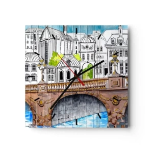 Wandklok - Klok - De stad als geschilderd - 30x30 cm