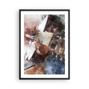 Poster in een zwarte lijst - Artistieke weergave van een gitaar in aquarelstijl - 50x70cm - En wat vind je ervan? - Moderne wanddecoratie voor woonkamer en slaapkamer ARTTOR