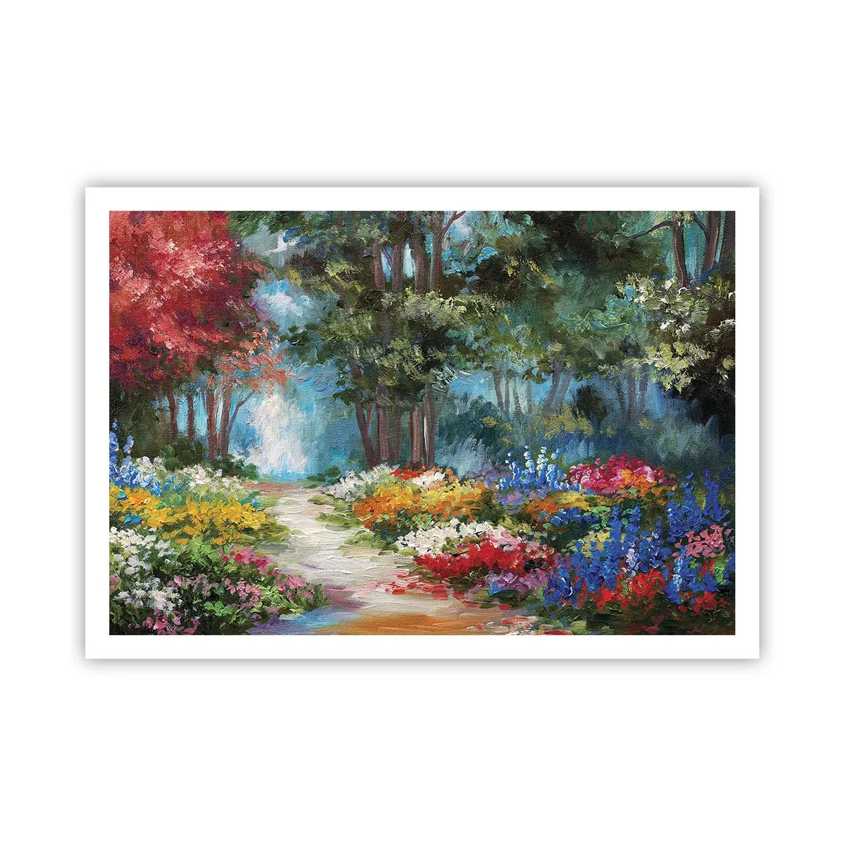 Poster - Bostuin, bloemenbos - 100x70 cm