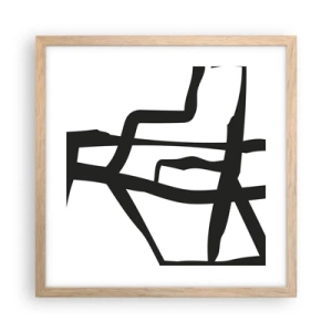 Een poster in een licht eiken lijst - Zwart-wit ontwerp - 40x40 cm